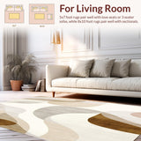 Artisan Horizon Neutral Beige Abstract Area with Modern Design(Beige)