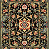 Ultra Soft Area Rug, Non Slip, Stain Resistant, Washable Area Rugs for Living Room, Bedroom, Floral Washable Entryway Stain-Resistant Carpet(Black)