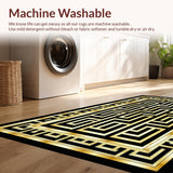 Ultra Soft Area Rug, Non Slip, Stain Resistant, Washable Area Rugs for Living Room, Bedroom, Stylish Traditional Trellis Motif(Gold)