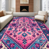 Ultra Soft Area Rug, Non Slip, Stain Resistant, Washable Area Rugs for Living Room, Bedroom, Distressed Pink and Blue Living Room Carpet(Pink)