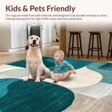 Ultra Soft Area Rug, Non Slip, Stain Resistant, Washable Area Rugs for Living Room, Bedroom, Modern Abstract Teal Living Room Pet-Friendly Rug(Beige)