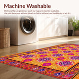 Ultra Soft Area Rug, Non Slip, Stain Resistant, Washable Area Rugs for Living Room, Bedroom, Striking Colorful Geometric Fusion(Orange)