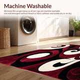 Modern Beige Runner Elegant Burgundy & Black Swirls(Red)