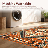 Ultra Soft Area Rug, Non Slip, Stain Resistant, Washable Area Rugs for Living Room, Bedroom, Elegant Organic Shape Motif(Orange)