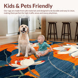 Ultra Soft Area Rug, Non Slip, Stain Resistant, Washable Area Rugs for Living Room, Bedroom, Dynamic Nature-Themed Motif(Orange)