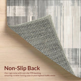 Contemporary Striped Runner with Distressed Beige and Slate Abstract Lines(Gray)