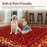 Ultra Soft Area Rug, Non Slip, Stain Resistant, Washable Area Rugs for Living Room, Bedroom, Bold Fiery Swirl Pattern(Red)