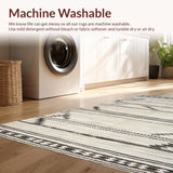 Ultra Soft Area Rug, Non Slip, Stain Resistant, Washable Area Rugs for Living Room, Bedroom, Stylish Neutral Abstract Elements(White)