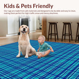Ultra Soft Area Rug, Non Slip, Stain Resistant, Washable Area Rugs for Living Room, Bedroom, Eclectic Deep Royal Geometric Trellis(Blue)