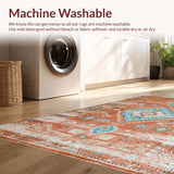 Ultra Soft Area Rug, Non Slip, Stain Resistant, Washable Area Rugs for Living Room, Bedroom, Stylish Minimalist Diamond Motif(Orange)