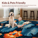 Ultra Soft Area Rug, Non Slip, Stain Resistant, Washable Area Rugs for Living Room, Bedroom, Lush Exotic Patterned Accent(Blue)