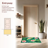 Ultra Soft Area Rug, Non Slip, Stain Resistant, Washable Area Rugs for Living Room, Bedroom, Bright Multicolor Floral Composition(Green)
