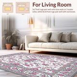 Ultra Soft Area Rug, Non Slip, Stain Resistant, Washable Area Rugs for Living Room, Bedroom, Stylish Abstract Linear Composition(White)