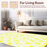 Ultra Soft Area Rug, Non Slip, Stain Resistant, Washable Area Rugs for Living Room, Bedroom, Sanctuary with Delicate Floral Accents(Yellow)