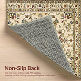 Ultra Soft Area Rug, Non Slip, Stain Resistant, Washable Area Rugs for Living Room, Bedroom, Rustic Neutral Botanical Motif(Beige)