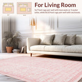 Ultra Soft Area Rug, Non Slip, Stain Resistant, Washable Area Rugs for Living Room, Bedroom, Preppy Bow Motif Rug Scalloped Edge Coquette-Inspired Smooth Accent(Pink)