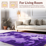 Ultra Soft Area Rug, Non Slip, Stain Resistant, Washable Area Rugs for Living Room, Bedroom, Whimsical Tie-Dyed Dreamscape(Purple)