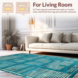 Ultra Soft Area Rug, Non Slip, Stain Resistant, Washable Area Rugs for Living Room, Bedroom, Teal Abstract Area Rug, Non-Slip(Blue)