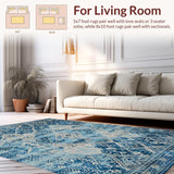 Ultra Soft Area Rug, Non Slip, Stain Resistant, Washable Area Rugs for Living Room, Bedroom, Chic Abstract Diamond Pattern(Blue)