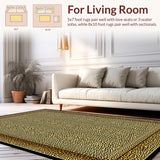 Ultra Soft Area Rug, Non Slip, Stain Resistant, Washable Area Rugs for Living Room, Bedroom, Artistic Neutral Animal Graphic(Gold)