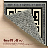Ultra Soft Area Rug, Non Slip, Stain Resistant, Washable Area Rugs for Living Room, Bedroom, Modern Neutral Home Office Low Pile Rug(Black)