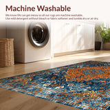 Ultra Soft Area Rug, Non Slip, Stain Resistant, Washable Area Rugs for Living Room, Bedroom, Classic Earthy Medallion Elegance(Orange)