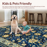 Ultra Soft Area Rug, Non Slip, Stain Resistant, Washable Area Rugs for Living Room, Bedroom, Boho Abstract Floral(Blue)