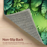 Ultra Soft Area Rug, Non Slip, Stain Resistant, Washable Area Rugs for Living Room, Bedroom, Green Leaf Plush Rug for Tropical Bedroom Decor(Green)