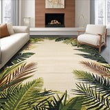 Ultra Soft Area Rug, Non Slip, Stain Resistant, Washable Area Rugs for Living Room, Bedroom, Elegant Soft Neutral Botanical Motif(Beige)