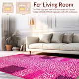 Ultra Soft Area Rug, Non Slip, Stain Resistant, Washable Area Rugs for Living Room, Bedroom, Vibrant Leopard Stripe Motif(Pink)