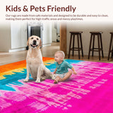 Ultra Soft Area Rug, Non Slip, Stain Resistant, Washable Area Rugs for Living Room, Bedroom, Joyful Eclectic Circular Shapes Theme(Orange)