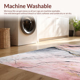 Ultra Soft Area Rug, Non Slip, Stain Resistant, Washable Area Rugs for Living Room, Bedroom, Sophisticated Abstract Geometry in Pastels(Pink)