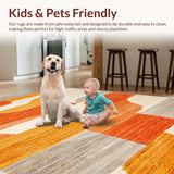 Ultra Soft Area Rug, Non Slip, Stain Resistant, Washable Area Rugs for Living Room, Bedroom, Abstract Half Moon Boho Bedroom Non Slip Rug(Orange)