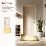 Ultra Soft Area Rug, Non Slip, Stain Resistant, Washable Area Rugs for Living Room, Bedroom, Beige Spring Garden Floor Mat Vibrant Flower Printed Area Low Pile(Beige)