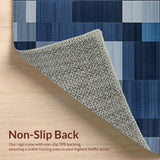 Ultra Soft Area Rug, Non Slip, Stain Resistant, Washable Area Rugs for Living Room, Bedroom, Elegant Modernist Square Style(Blue)