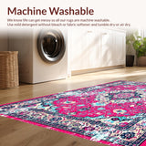 Ultra Soft Area Rug, Non Slip, Stain Resistant, Washable Area Rugs for Living Room, Bedroom, Artful Lived-In Damask Design(Red)