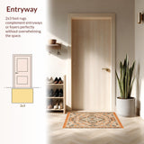Ultra Soft Area Rug, Non Slip, Stain Resistant, Washable Area Rugs for Living Room, Bedroom, Chic Earthy Geometric Layout(Orange)