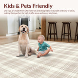 Ultra Soft Area Rug, Non Slip, Stain Resistant, Washable Area Rugs for Living Room, Bedroom, Beige Plaid Area with Subtle Grid Lines and Classic Checkered Design(Beige)