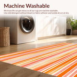 Ultra Soft Area Rug, Non Slip, Stain Resistant, Washable Area Rugs for Living Room, Bedroom, Sunset Stripe Design(Orange)