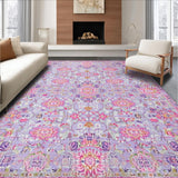 Ultra Soft Area Rug, Non Slip, Stain Resistant, Washable Area Rugs for Living Room, Bedroom, Vintage Pastel Blooming Elegance(Purple)