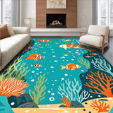 Ultra Soft Area Rug, Non Slip, Stain Resistant, Washable Area Rugs for Living Room, Bedroom, Colorful Underwater Fantasy Theme(Blue)