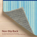 Ultra Soft Area Rug, Non Slip, Stain Resistant, Washable Area Rugs for Living Room, Bedroom, Ocean Stripe Poolside Area Rug Bold Blue Ivory Design UV Resistant Carpet(Blue)