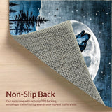 Ultra Soft Area Rug, Non Slip, Stain Resistant, Washable Area Rugs for Living Room, Bedroom, Rustic Gray Toned Animal Motif(Blue)