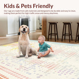 Ultra Soft Area Rug, Non Slip, Stain Resistant, Washable Area Rugs for Living Room, Bedroom, Fun Energetic Polka Dot Statement(White)