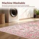 Ultra Soft Area Rug, Non Slip, Stain Resistant, Washable Area Rugs for Living Room, Bedroom, Rustic Light Pink Blossom Style(Pink)