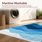 Ultra Soft Area Rug, Non Slip, Stain Resistant, Washable Area Rugs for Living Room, Bedroom, Serene Gradient Wave Motif(Blue)