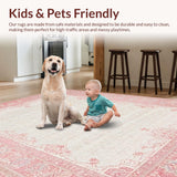 Ultra Soft Area Rug, Non Slip, Stain Resistant, Washable Area Rugs for Living Room, Bedroom, Preppy Scallop-Edged Bow Rug with Refined Curves and Ribbon(Ivory)
