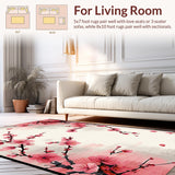 Ultra Soft Area Rug, Non Slip, Stain Resistant, Washable Area Rugs for Living Room, Bedroom, Vibrant Botanical Artistry Theme(Pink)