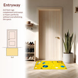 Ultra Soft Area Rug, Non Slip, Stain Resistant, Washable Area Rugs for Living Room, Bedroom, Orbiting Brightly Colored Elements(Yellow)