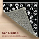 Ultra Soft Area Rug, Non Slip, Stain Resistant, Washable Area Rugs for Living Room, Bedroom, Eerie Halloween Skeleton Motif(Black)